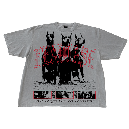 "ALL DOGS GO TO HEAVEN" V2 T-SHIRT (CEMENT)