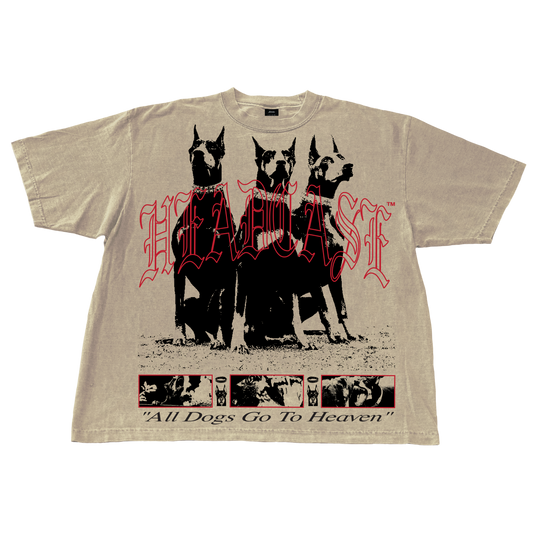 "ALL DOGS GO TO HEAVEN" V2 T-SHIRT (SAND)