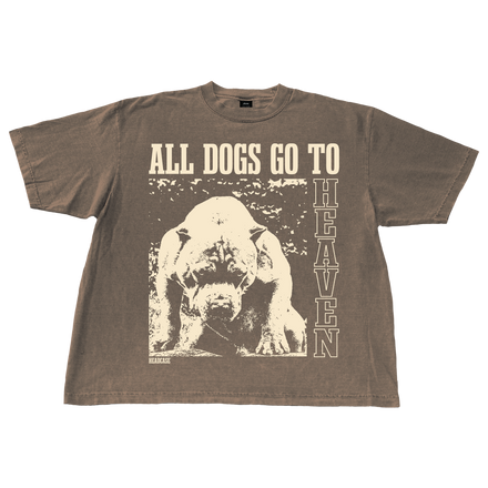 "ALL DOGS GO TO HEAVEN" T-SHIRT (MOCHA)